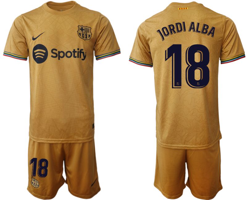 Men 2022-2023 Club Barcelona away yellow #18 Soccer Jersey->barcelona jersey->Soccer Club Jersey